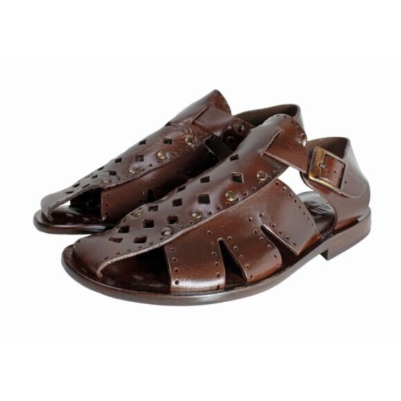 Liam Brown Mens Sandals, Italian Leather Sandals Shoes main image 6